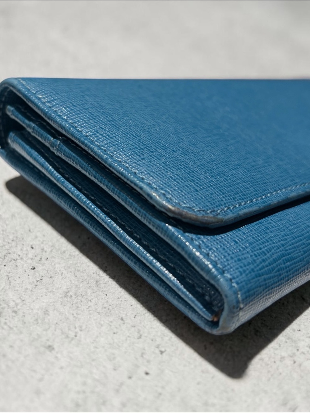 Fendi Blue Leather Continental Wallet with Gold Logo Plaque - Picture 10 of 16